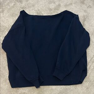 Hollister Women's Navy Off-the-Shoulder Sweater